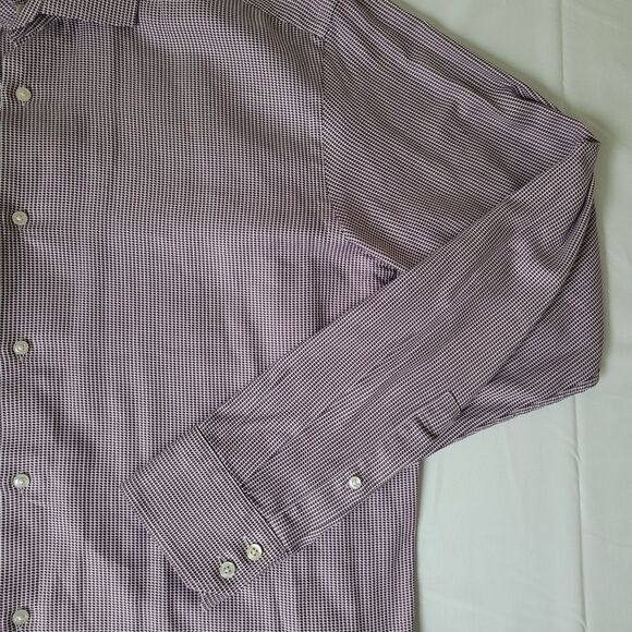 HUGO by Hugo Boss Dress Shirt 17.5 Regular Fit Two Ply Purple Houndstooth 44 EU - Picture 10 of 12